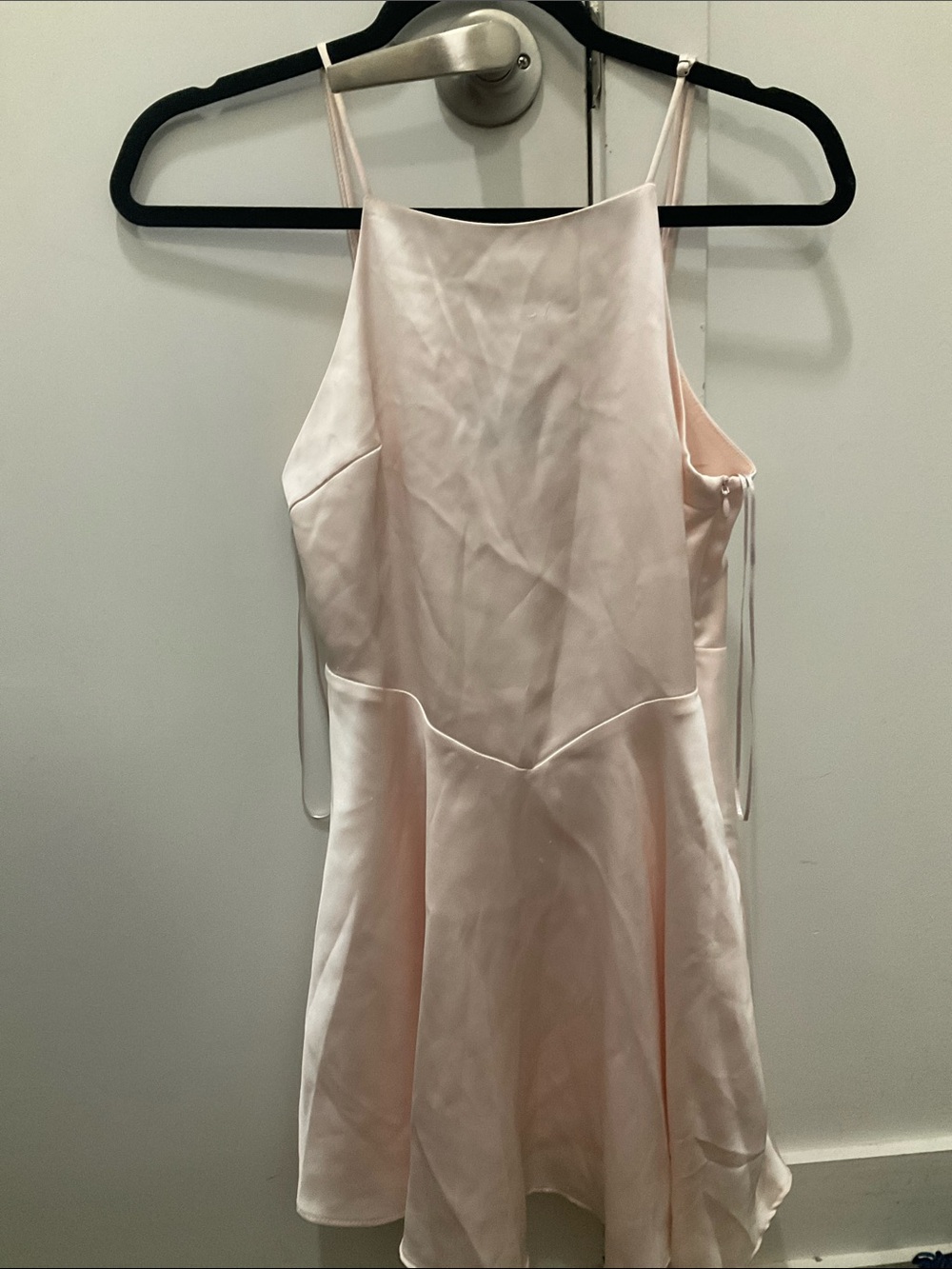 Zara Pale Pink Satin Slip Dress with Spaghetti Straps